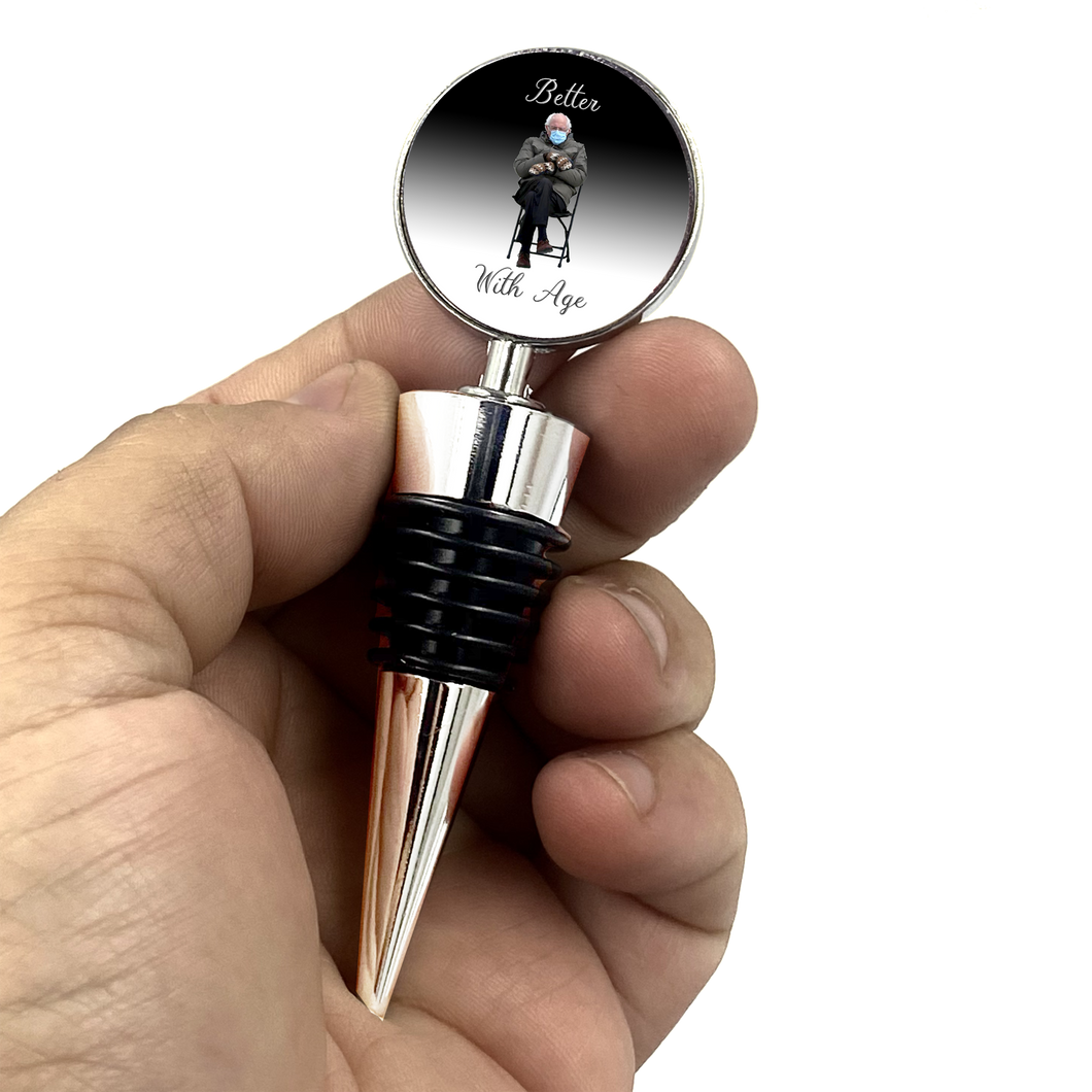 Bernie Sanders Mittens inspired Wine Bottle Stopper - www.ChallengeCoinCreations.com