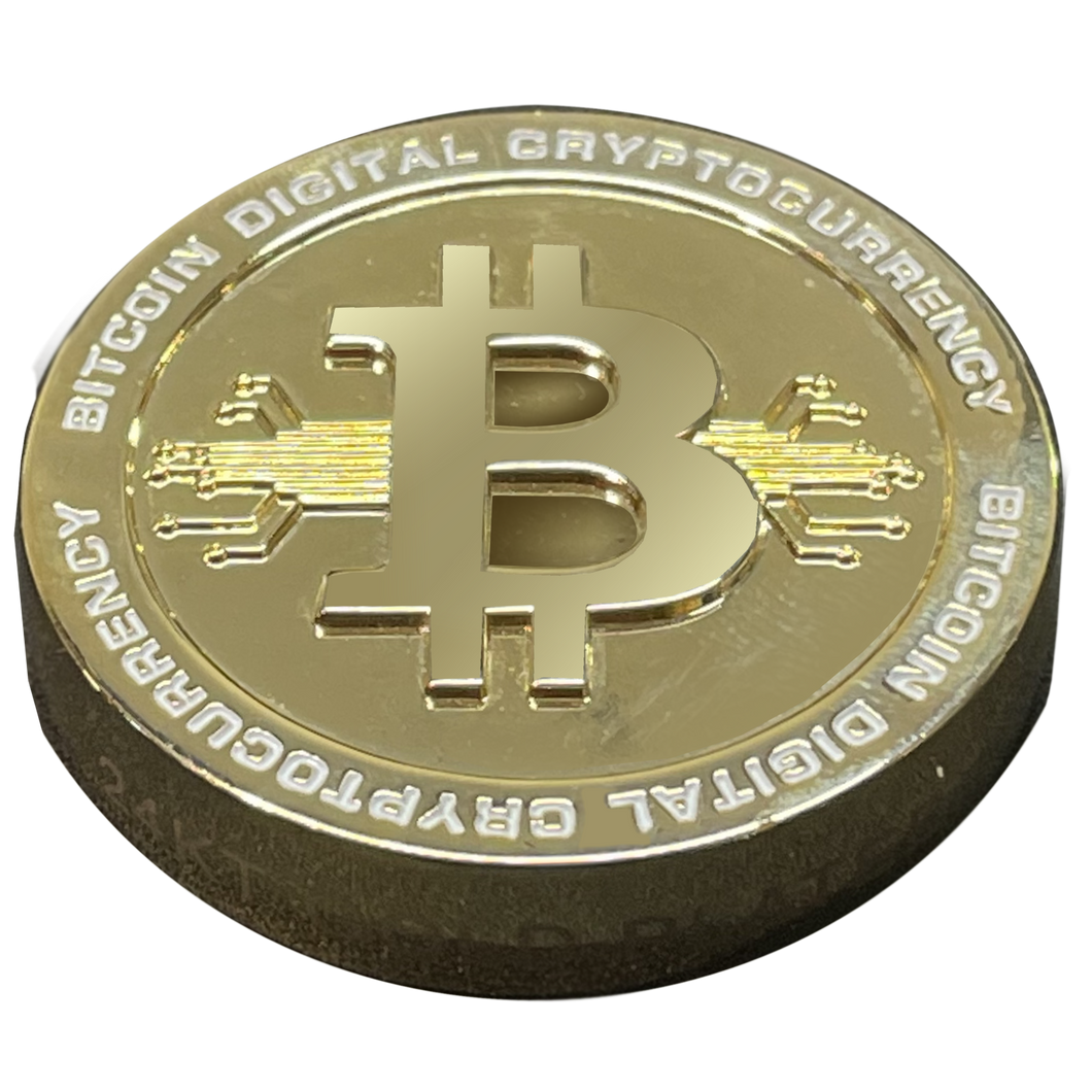 24KT Gold plated huge Bitcoin BTC Coin Crypto Coin Cryptocurrency BLOCKCHAIN Coin BL4-013 - www.ChallengeCoinCreations.com