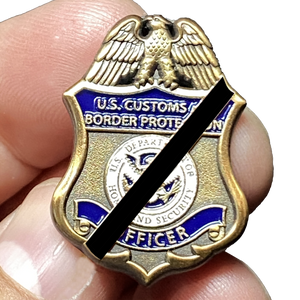 CBP Officer Black Mourning Band Pin with dual pin posts Field Operations Ops CL13-06 - www.ChallengeCoinCreations.com