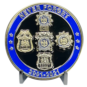Blue Bloods 9/11 NEVER AGAIN September 11th 20th Anniversary NYPD Challenge Coin New York City Police BL11-004 - www.ChallengeCoinCreations.com