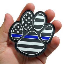 Load image into Gallery viewer, Police Thin Blue Line K9 Canine Rubber Silicone Morale Patch large 3 inch with hook and loop BL5-024 PAT-234