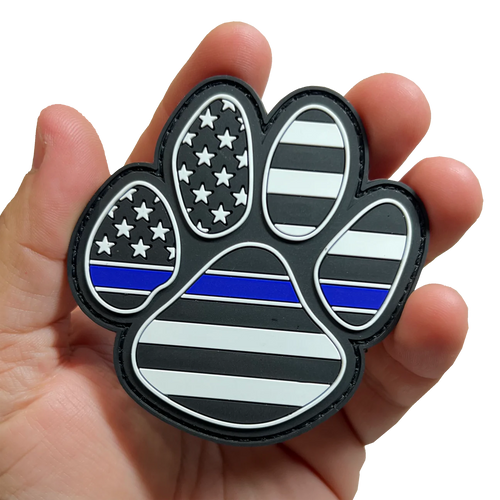 Police Thin Blue Line K9 Canine Rubber Silicone Morale Patch large 3 inch with hook and loop BL5-024 PAT-234