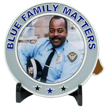 Load image into Gallery viewer, Urkel BLUE Family Matters thin blue line police challenge coin BL10-002 - www.ChallengeCoinCreations.com
