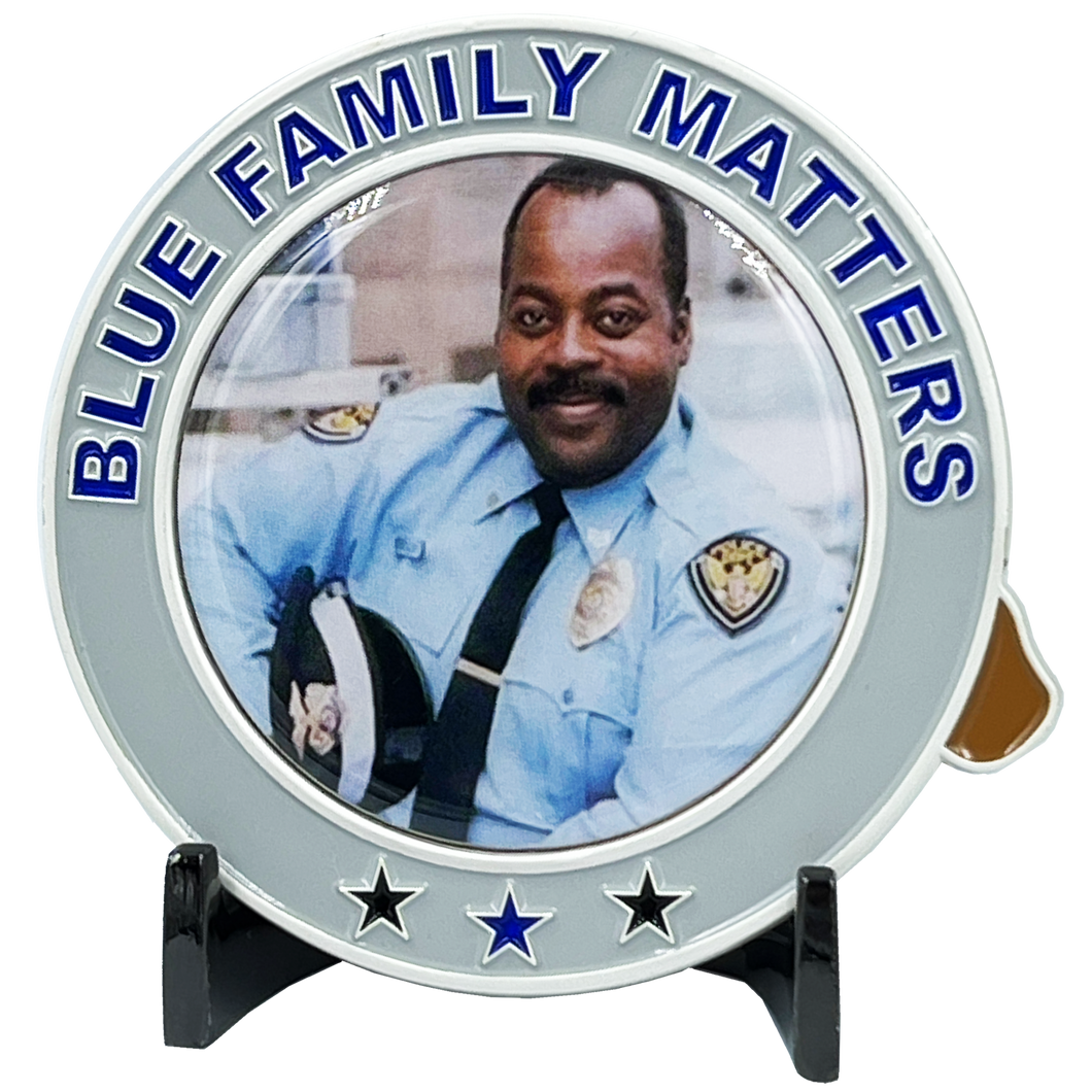 Urkel BLUE Family Matters thin blue line police challenge coin BL10-002 - www.ChallengeCoinCreations.com