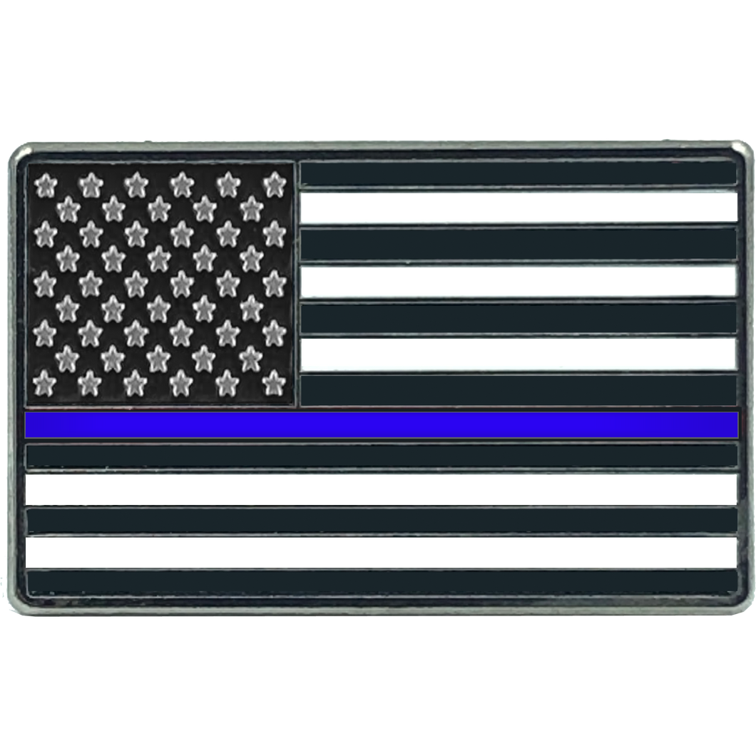 Thin Blue Line Flag Pin uniform Police Officer Police Department Law Enforcement CBP FAM FBI lapd Chicago dea atf  EL8-014 - www.ChallengeCoinCreations.com