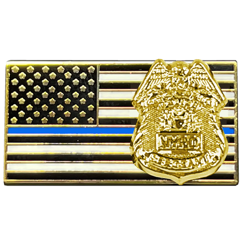 New York Police Department Sergeant American Flag Pin Thin Blue Line NYPD SGT BFP-005 P-160B