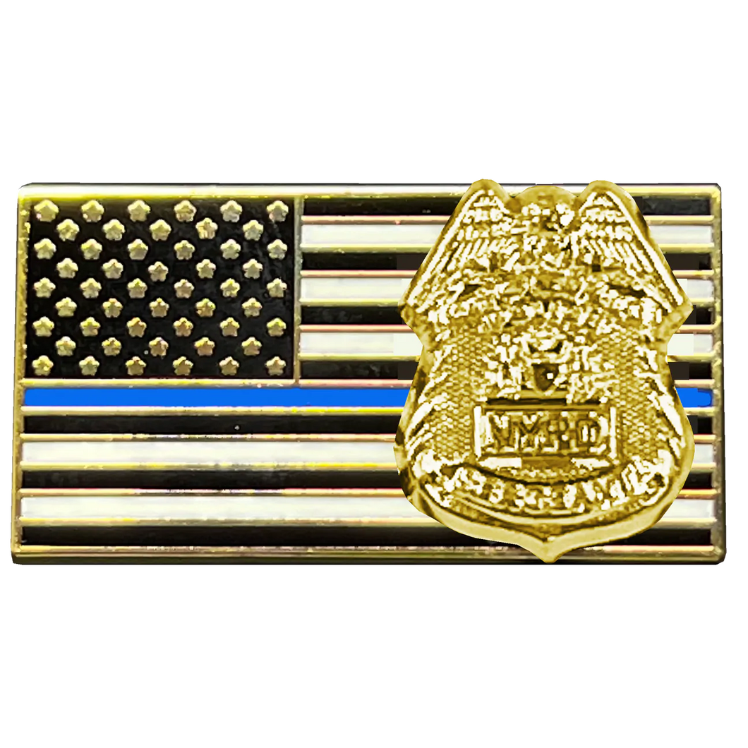 New York Police Department Sergeant American Flag Pin Thin Blue Line NYPD SGT BFP-005 P-160B