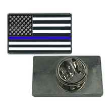 Load image into Gallery viewer, Thin Blue Line Flag Pin uniform Police Officer Police Department Law Enforcement CBP FAM FBI lapd Chicago dea atf  EL8-014 - www.ChallengeCoinCreations.com