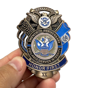 Large 3 inch 20th Anniversary CBP CBP Officer Field Ops Commemorative Honor First Thin Blue Line Pin not a Challenge Coin CL3-07