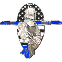 Load image into Gallery viewer, Bounty Hunter Slave 1 One I Thin Blue Line Police CBP LAPD Chicago NYPD Challenge Coin BL16-012 - www.ChallengeCoinCreations.com