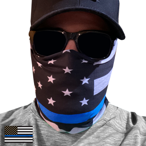 Thin Blue Line Police Law Enforcement Face Cover Mask Gaiter - www.ChallengeCoinCreations.com