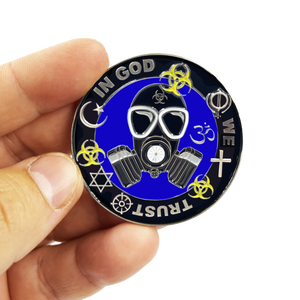 Statue of Liberty Thin Blue Line Police Task Force Biohazard Pandemic Challenge Coin CL6-17 - www.ChallengeCoinCreations.com