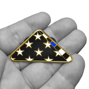 Thin Blue Line Police Honor Guard Folded US Flag Pin FBI ATF CBP BPD NYPD PBX-004-E P-224