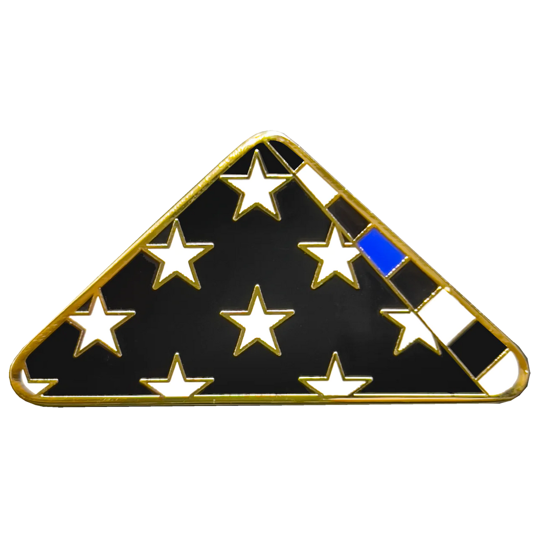 Thin Blue Line Police Honor Guard Folded US Flag Pin FBI ATF CBP BPD NYPD PBX-004-E P-224