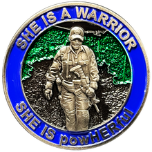 Load image into Gallery viewer, She is a powHERful Warrior thin blue line Police Border Patrol CBP Military Tactical Female Challenge Coin Agent Officer CBP ATF BL6-006 - www.ChallengeCoinCreations.com