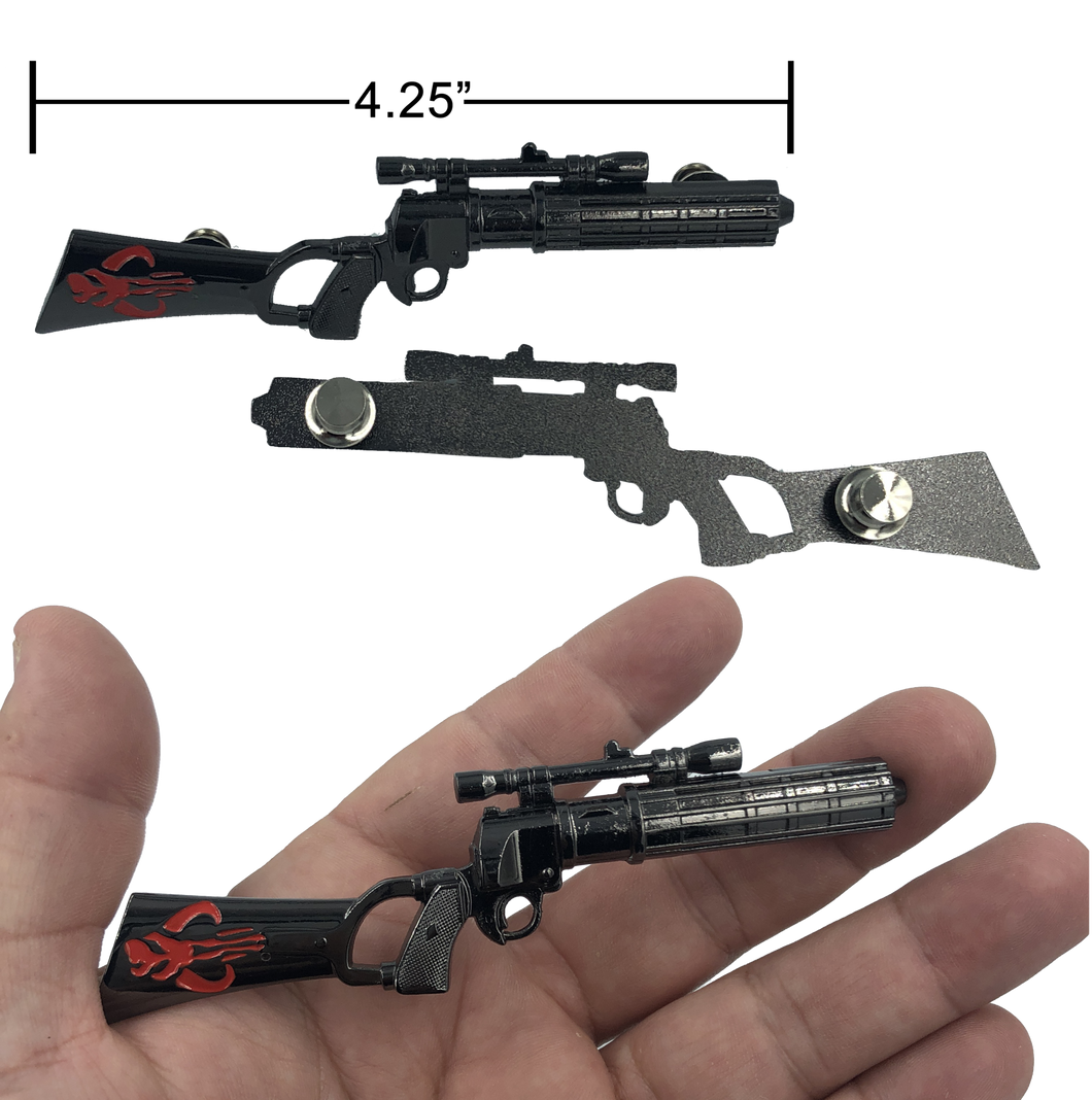 *Pin* Boba Fett Star Wars Mandalorian inspired Blaster Pin with 2 pin backs and spring loaded clasps FF-008 - www.ChallengeCoinCreations.com