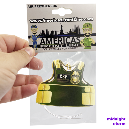 Border Patrol Body Armor Ballistic Bullet Proof Vest shaped Air Freshener CBP Honor First Police Thin Green Line Flag Air Freshener EL9-013 - www.ChallengeCoinCreations.com