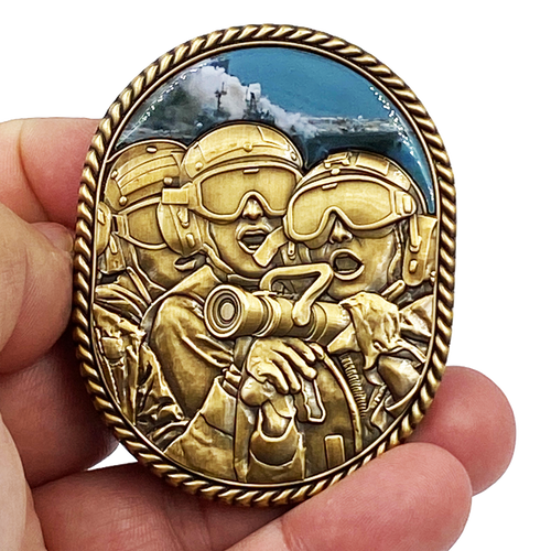 USS Bonhomme Richard Challenge Coin Navy Wasp-class amphibious Naval assault ship July 12 2020 Fire Fighter DL7-04 - www.ChallengeCoinCreations.com