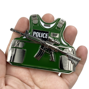Border Patrol Agent BPA M4 Body Armor 3D self standing Challenge Coin CBP Honor First BP Thin Green Line DL1-03 - www.ChallengeCoinCreations.com