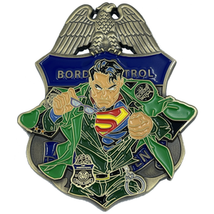 CBP Border Patrol Agent Superman BPA Thin Green Line Challenge Coin Man of Steel MM-006 - www.ChallengeCoinCreations.com