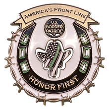 Load image into Gallery viewer, President Donald J. Trump Border Patrol Challenge Coin Patrol Agent MAGA 45 BPA Horse Patrol Thin Green Line CBP DL11-17 - www.ChallengeCoinCreations.com