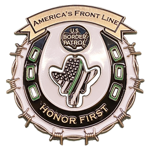 President Donald J. Trump Border Patrol Challenge Coin Patrol Agent MAGA 45 BPA Horse Patrol Thin Green Line CBP DL11-17 - www.ChallengeCoinCreations.com