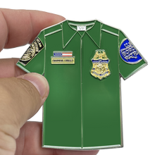 Load image into Gallery viewer, CBP Border Patrol Agent BPA Uniform Shirt Thin Green Line Flag Challenge Coin BL9-014 - www.ChallengeCoinCreations.com