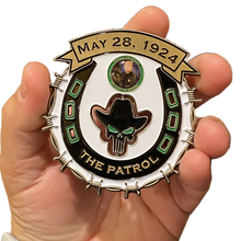 Load image into Gallery viewer, President Donald J. Trump Border Patrol Challenge Coin Patrol Agent MAGA 45 BPA Horse Patrol Thin Green Line CBP DL11-17 - www.ChallengeCoinCreations.com