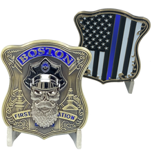 Load image into Gallery viewer, Boston Police Challenge Coin Thin Blue Line Back the Blue Beard Gang BPD K-018 - www.ChallengeCoinCreations.com