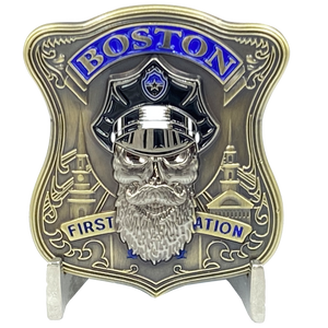 Boston Police Challenge Coin Thin Blue Line Back the Blue Beard Gang BPD K-018 - www.ChallengeCoinCreations.com