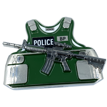 Load image into Gallery viewer, Border Patrol Agent BPA M4 Body Armor 3D self standing Challenge Coin CBP Honor First BP Thin Green Line DL1-03 - www.ChallengeCoinCreations.com