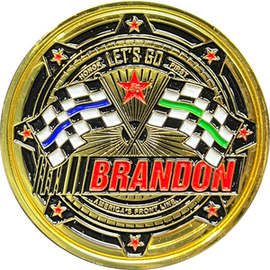 Let's Go Brandon Thin Gold Line 911 Emergency Dispatcher Thin Blue Line BLUE version Challenge Coin Honor First MAGA Trump 2024 Police yellow Truck driver GL4-008