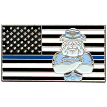 Load image into Gallery viewer, Massachusetts State Police BULLDOG MSP Trooper Thin Blue Line Flag Lapel Pin PBX-003-I P-003C