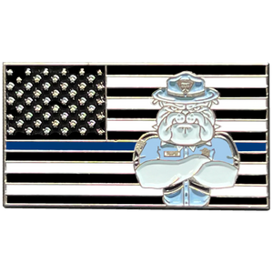 Massachusetts State Police BULLDOG MSP Trooper Thin Blue Line Flag Lapel Pin PBX-003-I P-003C