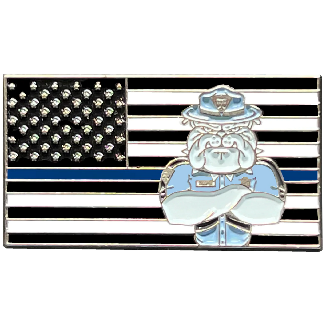 Massachusetts State Police BULLDOG MSP Trooper Thin Blue Line Flag Lapel Pin PBX-003-I P-003C