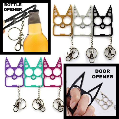 Aluminum Pretty Kitty Cat Bottle Opener Keychain Door Opener - www.ChallengeCoinCreations.com
