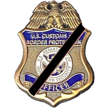 Load image into Gallery viewer, CBP Officer Black Mourning Band Pin with dual pin posts Field Operations Ops CL13-06 - www.ChallengeCoinCreations.com