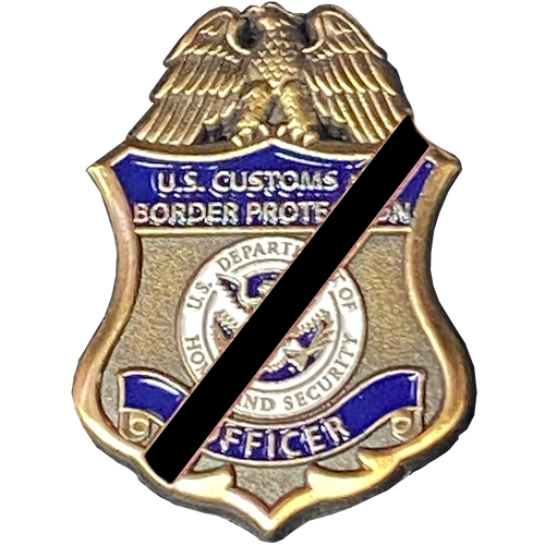 CBP Officer Black Mourning Band Pin with dual pin posts Field Operations Ops CL13-06 - www.ChallengeCoinCreations.com