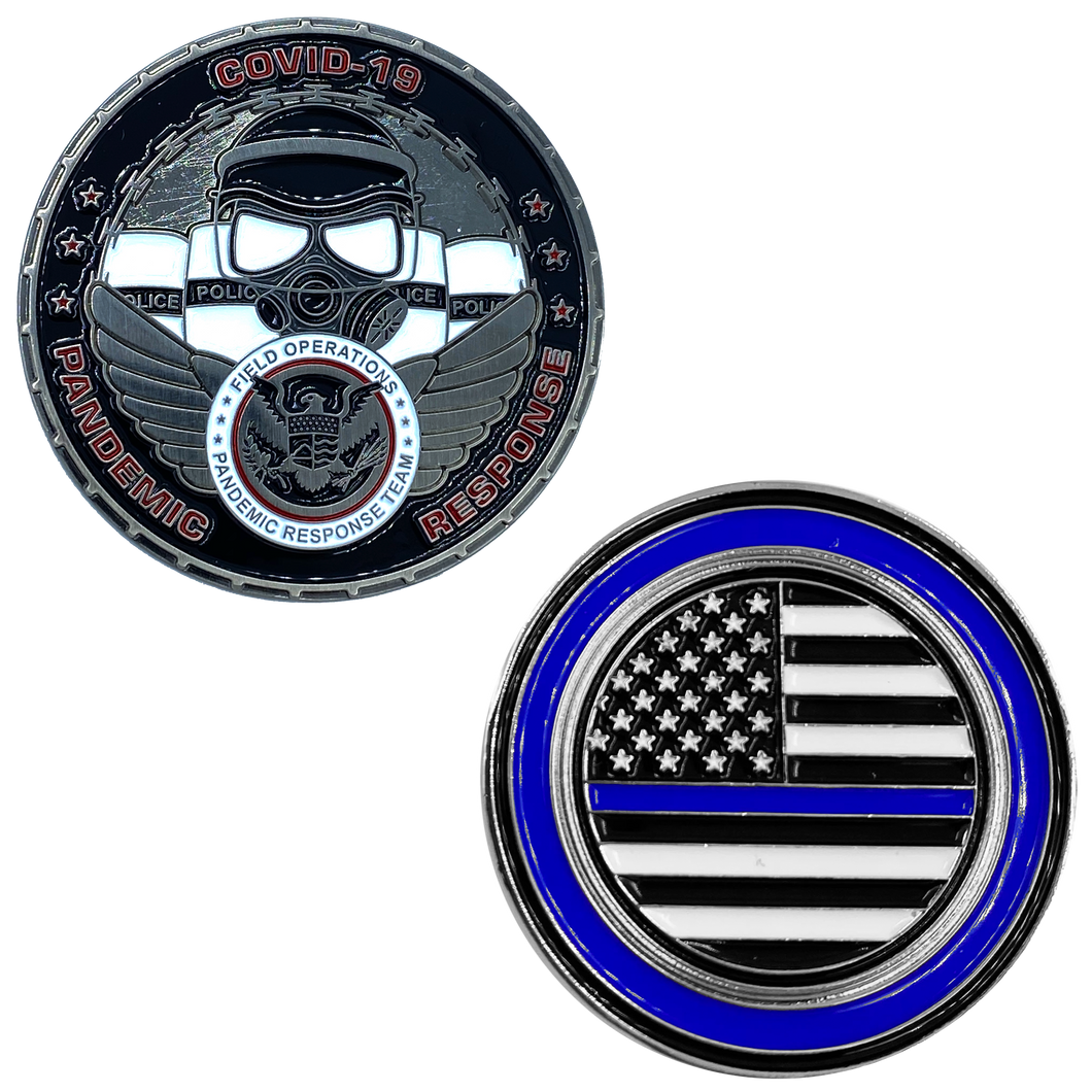 CBP Field Operations Pandemic Response Team Thin Blue Line Police Challenge Coin BB-021 - www.ChallengeCoinCreations.com