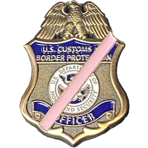 CBP Officer Thin Pink Line Breast Cancer Awareness Mourning Band Pin with dual pin posts Field Operations Ops CL13-05 - www.ChallengeCoinCreations.com
