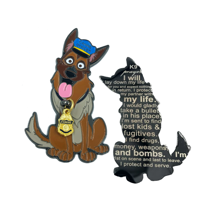 Police K9 Prayer Challenge Coin for Canine Officer police LL-002 - www.ChallengeCoinCreations.com