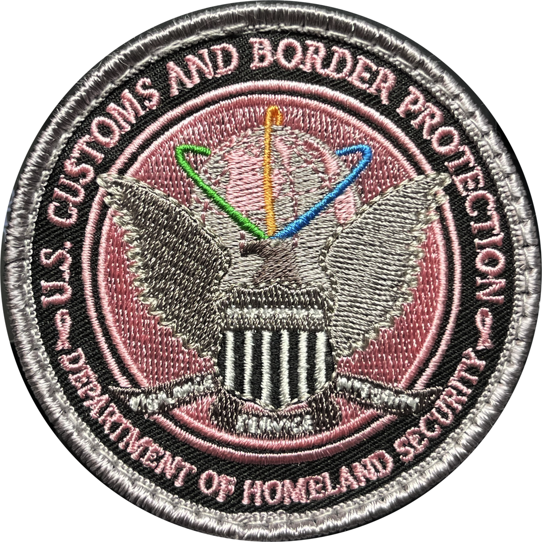 Pink Ribbon Breast Cancer Awareness Border Patrol Agent CBP Officer Air and Marine Patch BL14-023 - www.ChallengeCoinCreations.com
