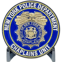 Load image into Gallery viewer, New York Police Department NYPD New York City Police Officer CHAPLAIN Challenge Coin NYC Police flag BL8-008 - www.ChallengeCoinCreations.com