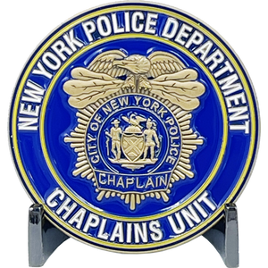 New York Police Department NYPD New York City Police Officer CHAPLAIN Challenge Coin NYC Police flag BL8-008 - www.ChallengeCoinCreations.com