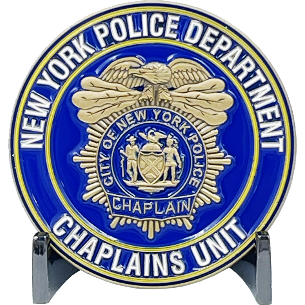 New York Police Department NYPD New York City Police Officer CHAPLAIN Challenge Coin NYC Police flag BL8-008 - www.ChallengeCoinCreations.com