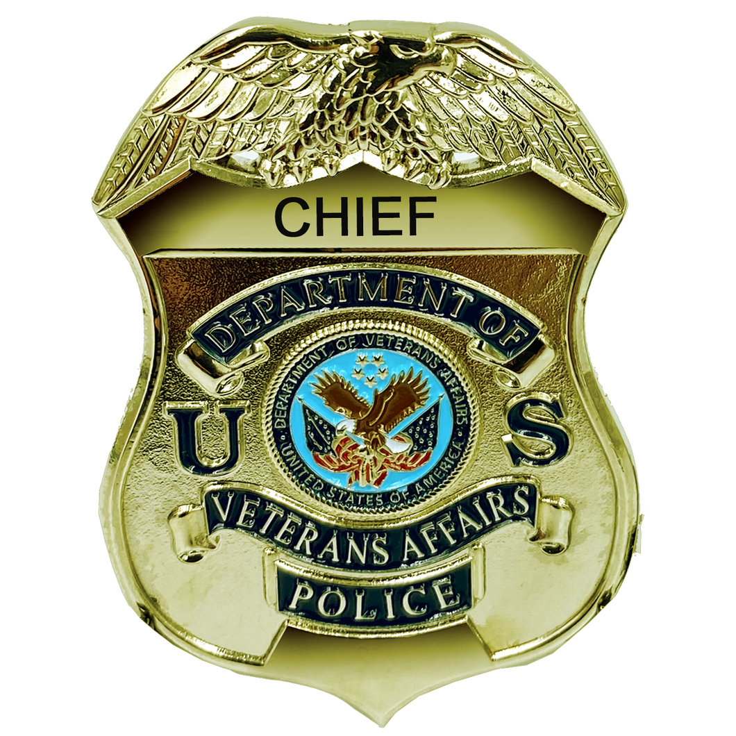 VA Veterans Affairs Police CHIEF Administration officer shield lapel pin BL7-015 - www.ChallengeCoinCreations.com