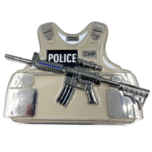 Load image into Gallery viewer, California Highway Patrol CHP M4 Body Armor 3D self standing Challenge Coin Thin Blue Line BL15-020 - www.ChallengeCoinCreations.com