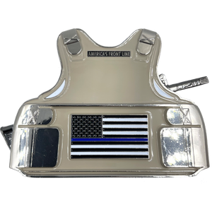 California Highway Patrol CHP M4 Body Armor 3D self standing Challenge Coin Thin Blue Line BL15-020 - www.ChallengeCoinCreations.com
