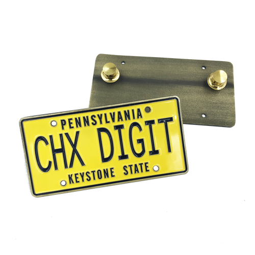 Chicks Dig it CHX DIGIT License Plate dual pin backs The Goldbergs Uncle Marvin Back to the Future GG-019 - www.ChallengeCoinCreations.com