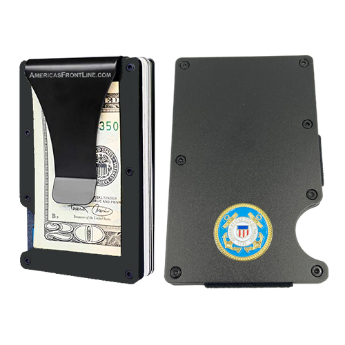 US Coast Guard USCG Coastie Money Clip RFID Blocking Front Pocket Wallet Slim Aluminum Metal Credit Business Card Holder EL3-010 - www.ChallengeCoinCreations.com
